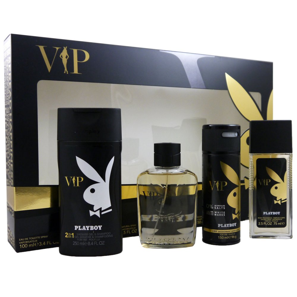 Playboy VIP for Him Set 100ml EDT 150ml BS 250ml SG 75ml DS
