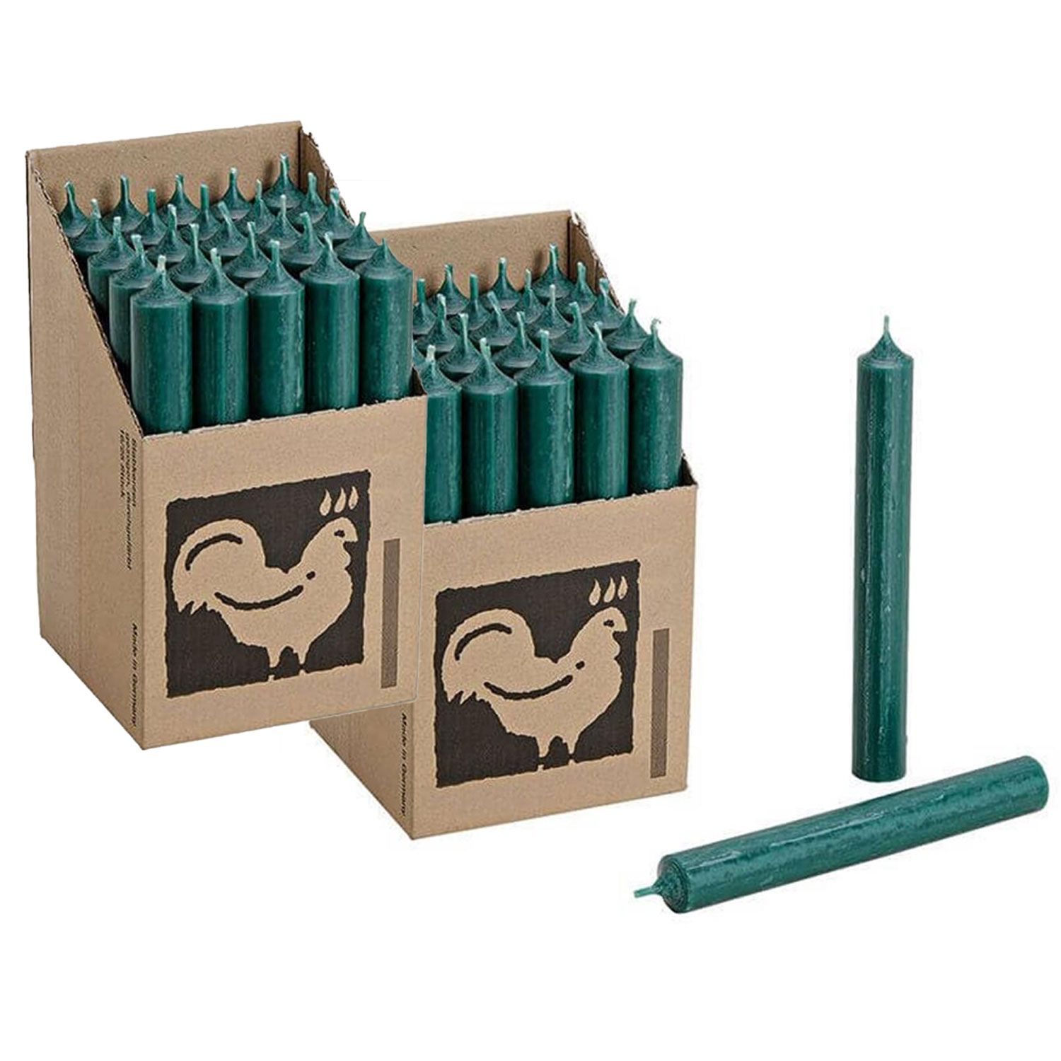 2 x 25 Stabkerzen Dunkelgrün Dark Green 250 x 22 mm Kerzenfarm Kerzen Candle Set --> Riemax
