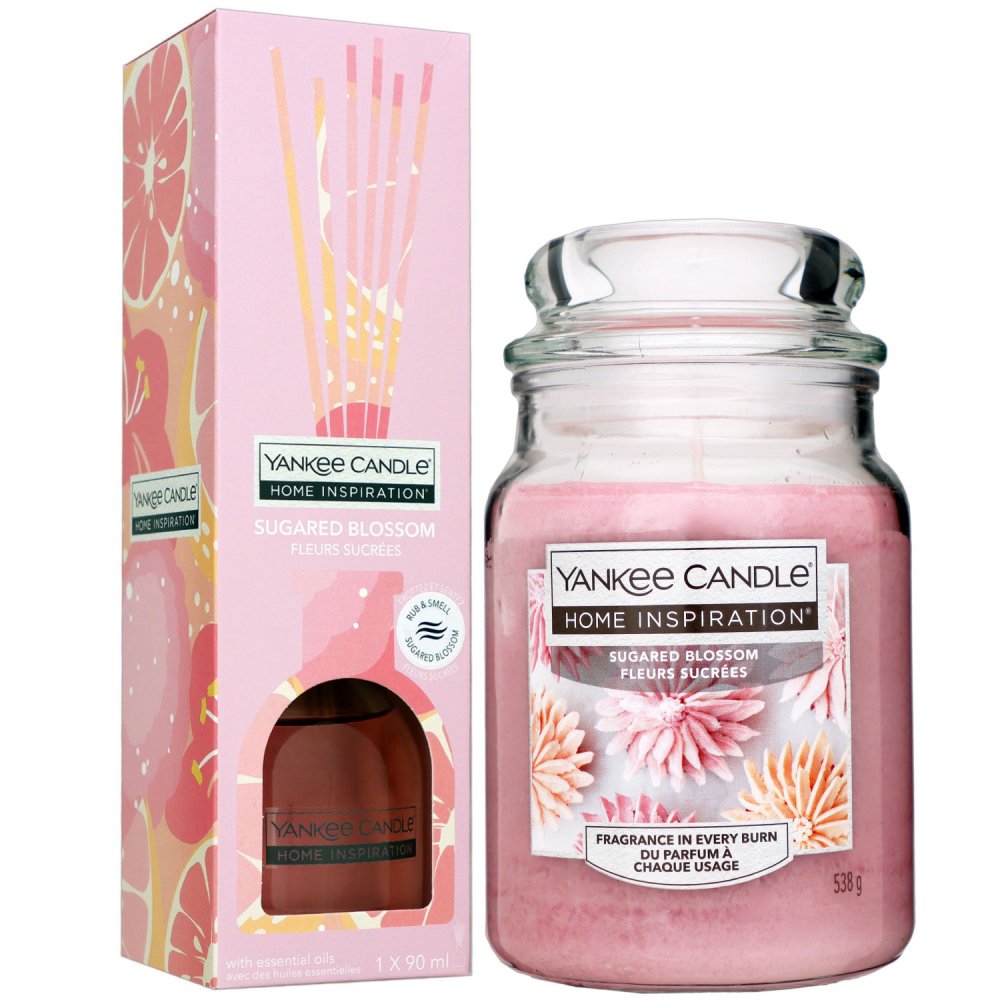 Yankee Candle Home Inspiration Sugared Blossom 538 g Kerze & 90 ml Raumduft Set --> Riemax