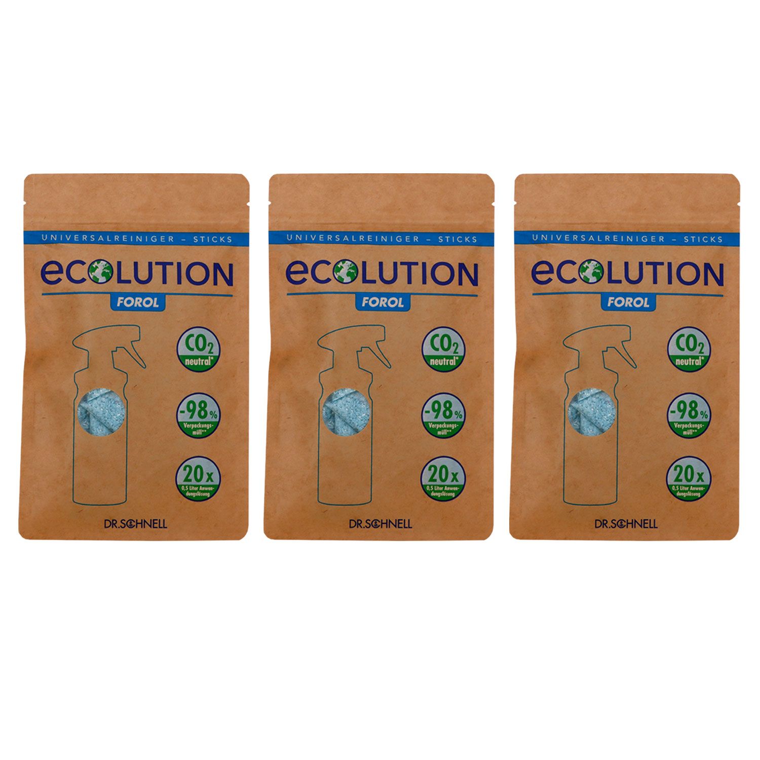 Dr. Schnell Ecolution Forol 3 x 20 Universalreiniger Sticks bei Riemax