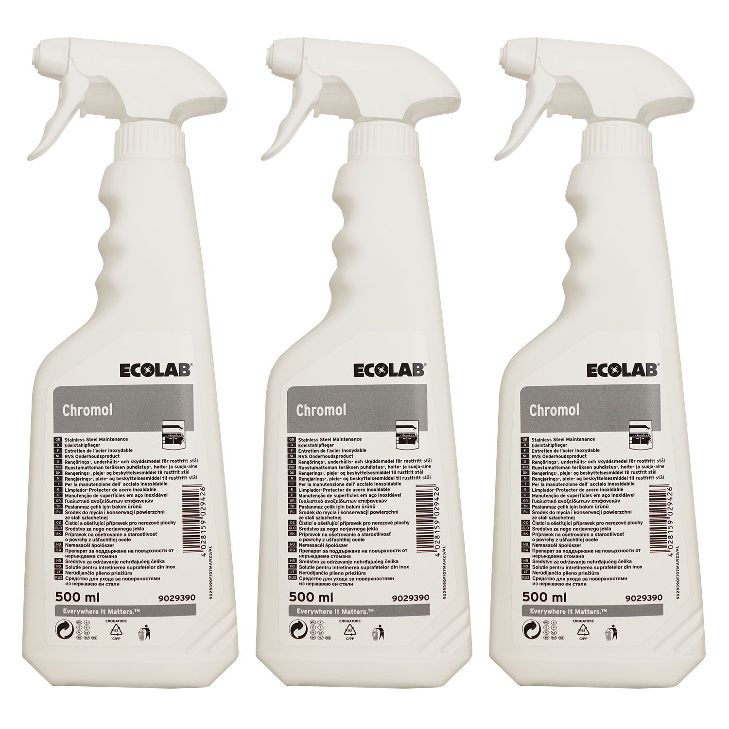 Ecolab Chromol 3x500 ml Edelstahlpflege Frischeduft bei Riemax