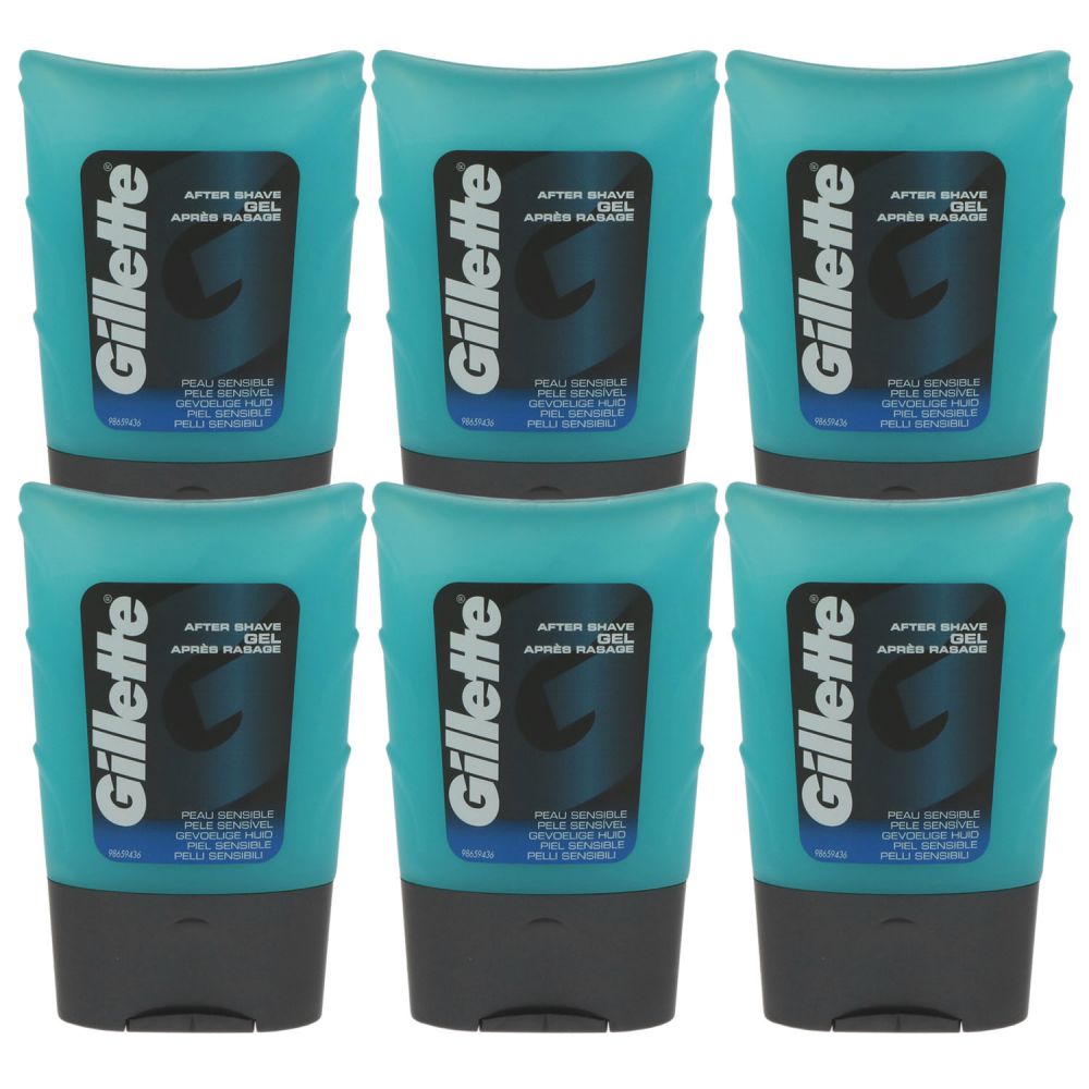 Gillette Aftershave Gel 6 x 75 ml empfindliche Haut Set bei Riemax