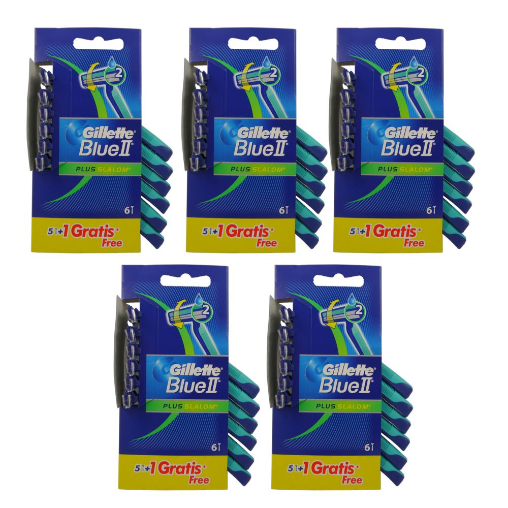 Gillette Blue II Plus Slalom Einwegrasierer - 5 x 6 Herrenrasierer bei ...