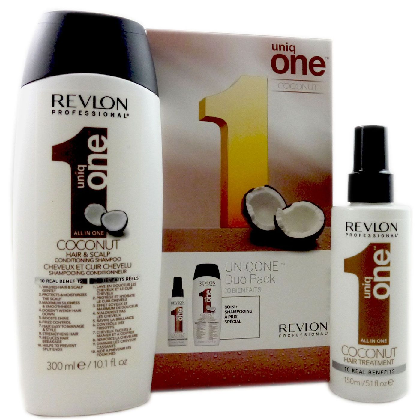 Revlon Uniq One Coconut Shampoo 300 ml + Treatment 150 ml Set bei Riemax