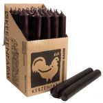 25 Stabkerzen Set 180 x 22 mm Kerzenfarm Hahn - verschiedene Farben Schwarz Braun - Black Brown
